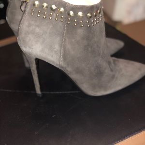 Joan & David Taupe Alastair Suede Stiletto booties
